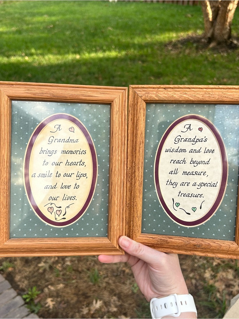 Set of 2 Cottage Core Grandma and Grandpa Framed Poem Set